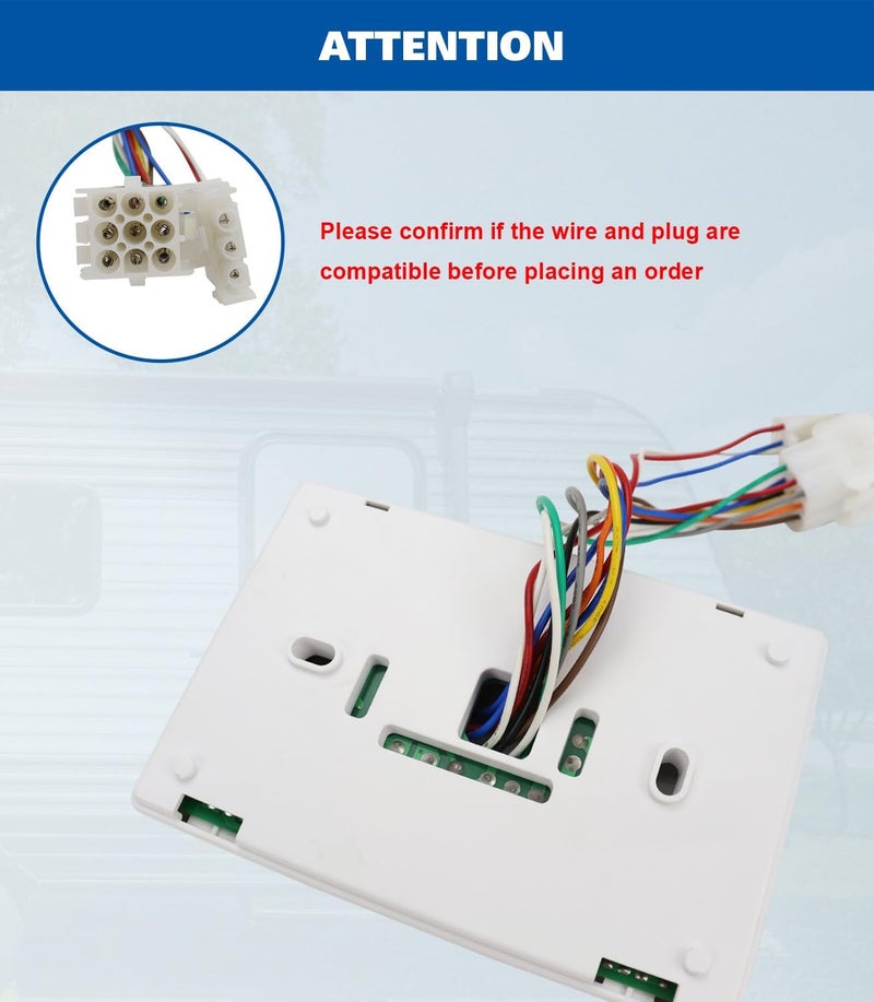 USTAR Upgraded RV 6536A3351 Digital Thermostat Compatible with Coleman Mach, Wall-Mounted, White, Two-Stage Digital Thermostat Fit for Heat Pump & Gas Furnace - Image 5